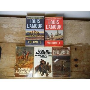 lot of 5 Louis L'amour Books Frontier Stories, Tall Stranger, Down Long Hills...
